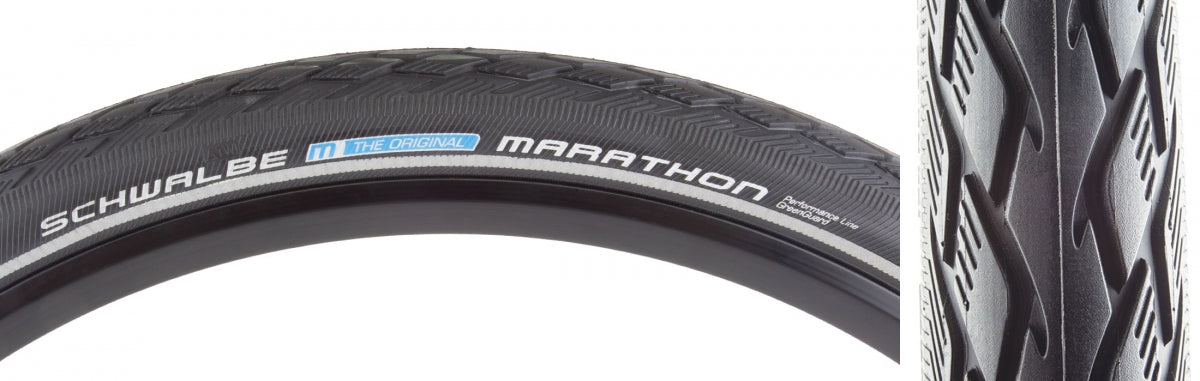 TIRE SWB MARATHON 26x1-3/8 PERF TWIN GN-GUARD BK/BK/REF ENDURANCE E25 WIRE