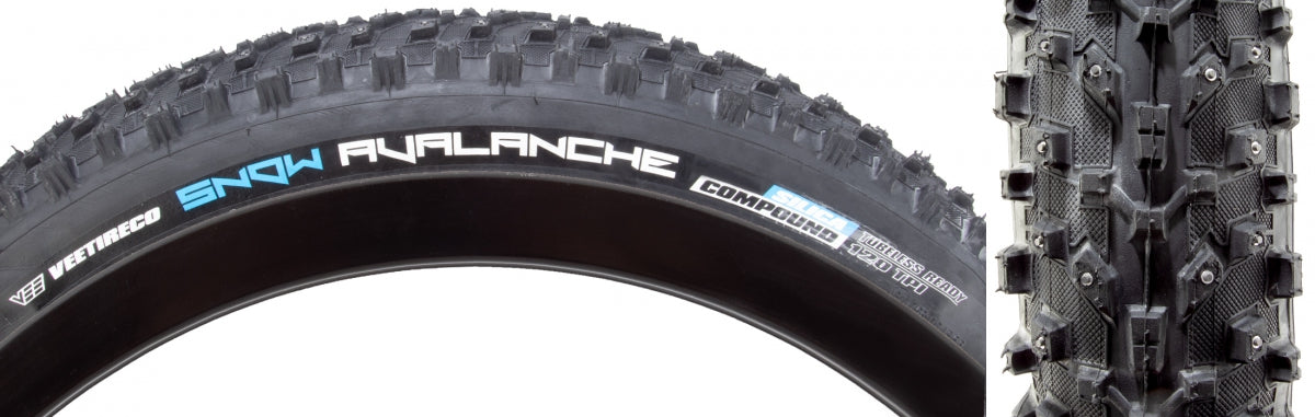 TIRE VEE SNOW AVALANCH 26x4.8 BK/BK FOL/120/TLR/SC/240-STUD FOLD