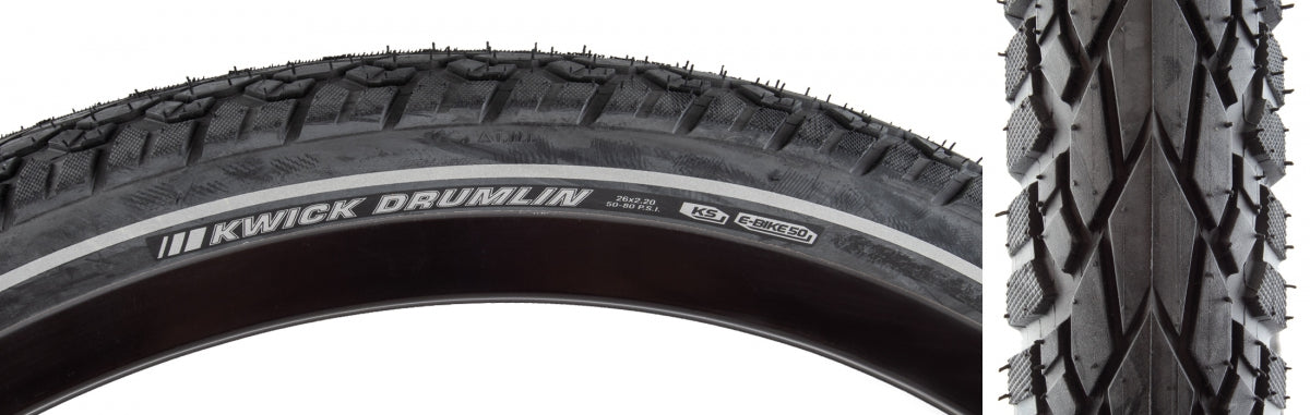 TIRE KEN KWICK DRUMLIN SPORT 26x2.2 BK/BK/REF SRC/KS/60 WIRE 80psi E50