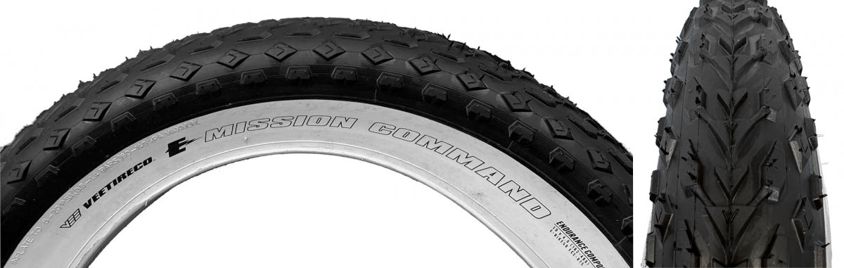 TIRE VEE MISSION COMMAND 20x4.0 BK/WH WIRE/26 ENDURO/OVER RIDE E50