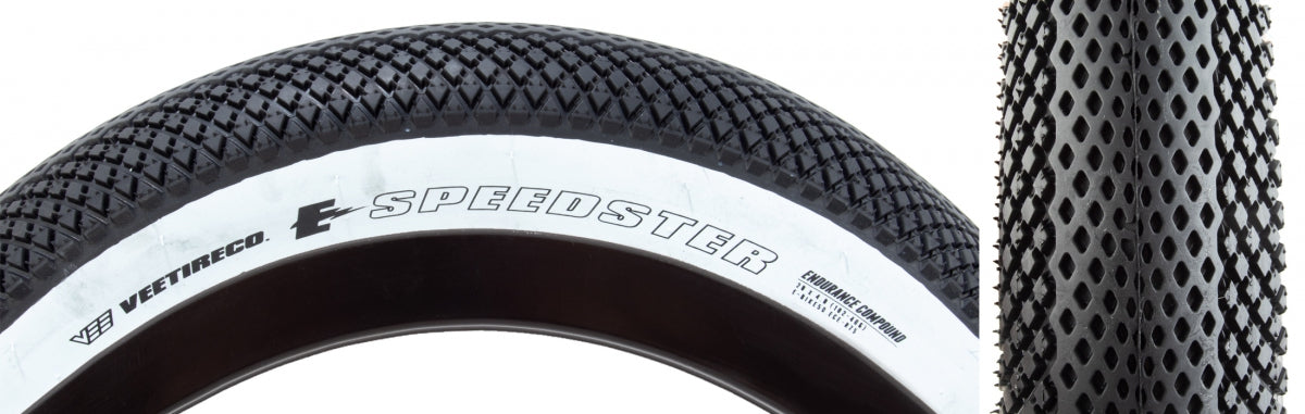 TIRE VEE SPEEDSTER 20x4.0 BK/WH WIRE/26 ENDURO/OVER RIDE E50